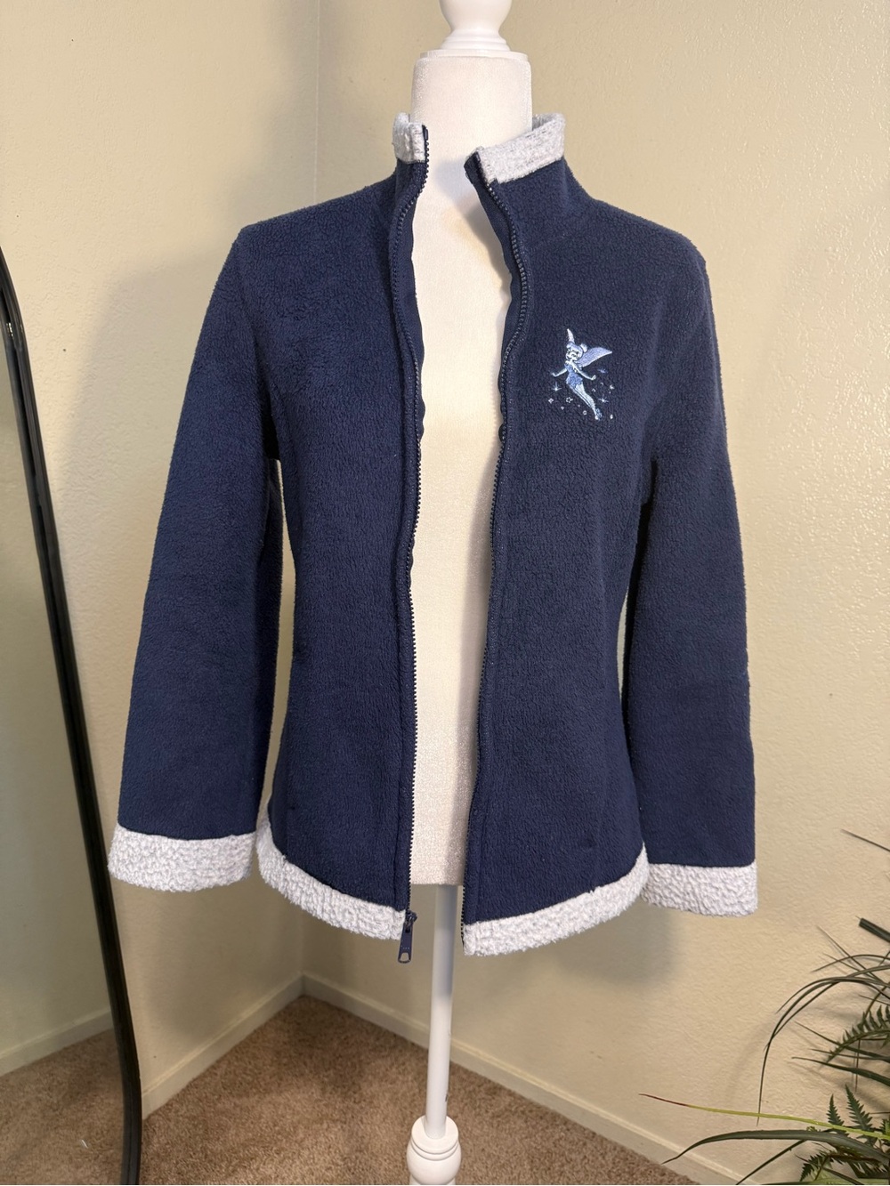 Disney Navy Fleece Jacket with Cream Sherpa Trim